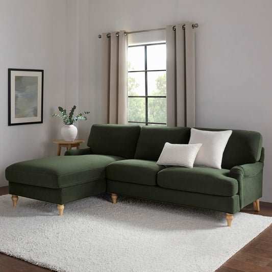 Hampshire Left Hand Chaise Sofa - Dark Olive