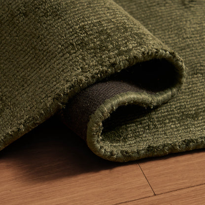 Kayla Plain Viscose Loop Rug - Forest Green