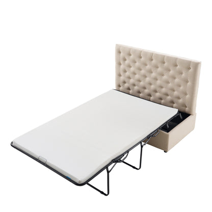 Kennadi Small Double Pouffe Sofa Bed - Beige