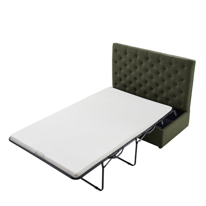 Kennadi Small Double Pouffe Sofa Bed - Woven Pine Green