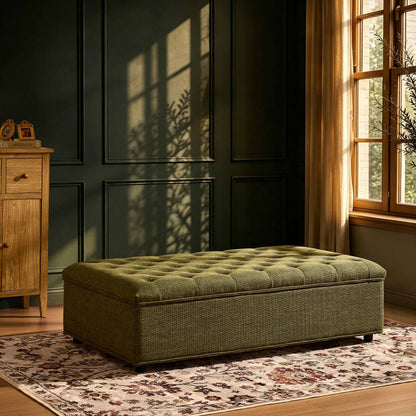 Kennadi Small Double Pouffe Sofa Bed - Woven Pine Green