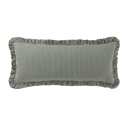 Lulu Cotton Frill Stripe Edge Cushion Cover - Forest Green
