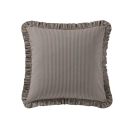 Lulu Cotton Frill Stripe Edge Cushion Cover - Chocolate