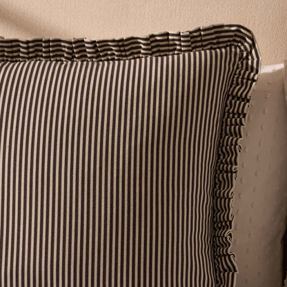 Lulu Cotton Frill Stripe Edge Cushion Cover - Chocolate