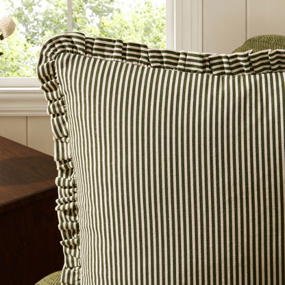 Lulu Cotton Frill Stripe Edge Sofa Cushion Cover - Forest Green