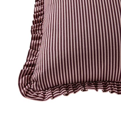 Lulu Cotton Frill Stripe Edge Cushion Cover - Pink