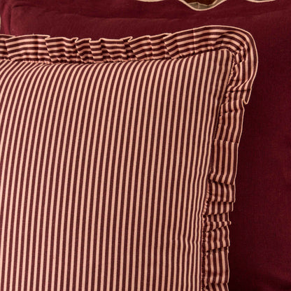 Lulu Cotton Frill Stripe Edge Cushion Cover - Pink