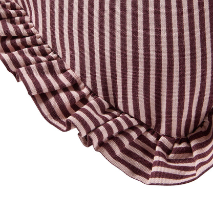 Lulu Cotton Frill Stripe Edge Love Heart Cushion - Pink