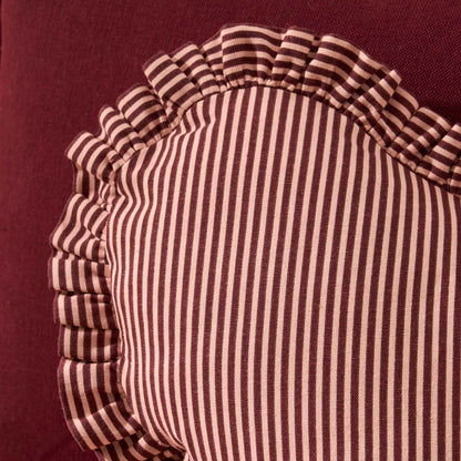 Lulu Cotton Frill Stripe Edge Love Heart Sofa Cushion - Pink