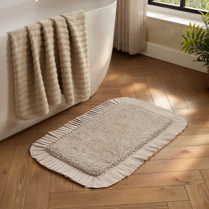 Marion Frill Edge Cotton Bath Mat - Natural
