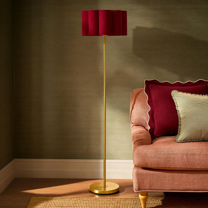 Mel Linen Scallop Floor Shade - Berry