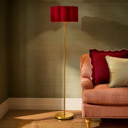 Mel Linen Scallop Floor Shade - Berry