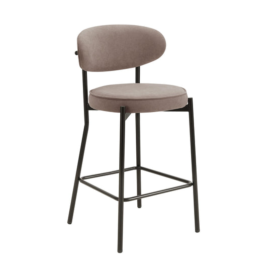 Mia Set of 2 Barstools - Matte Velvet - Sand