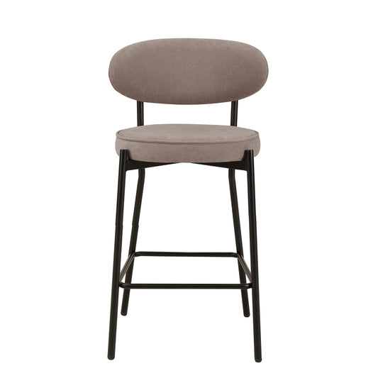 Mia Set of 2 Barstools - Matte Velvet - Sand