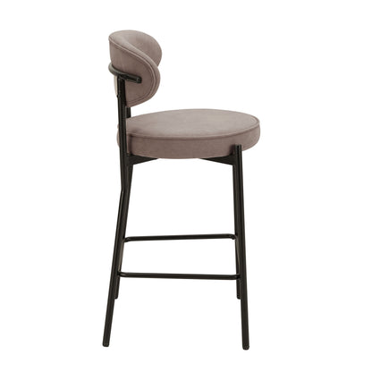 Mia Set of 2 Barstools - Matte Velvet - Sand