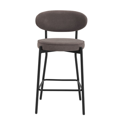 Mia Set of 2 Barstools - Matte Velvet - Taupe