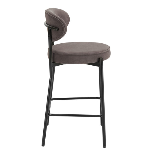 Mia Set of 2 Barstools - Matte Velvet - Taupe
