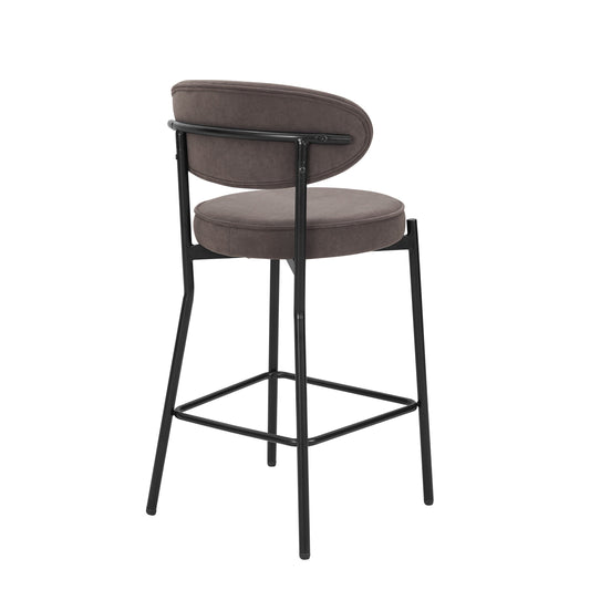 Mia Set of 2 Barstools - Matte Velvet - Taupe