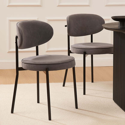 Mia Set of 2 Dining Chairs - Matte Velvet - Taupe