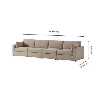 Miami 4 Seater Sofa - Chenille Oatmeal