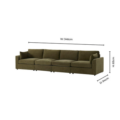 Miami 4 Seater Sofa - Chenille Olive
