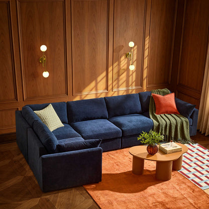 Miami Left Hand Large L-Shape Sofa - Chenille Navy
