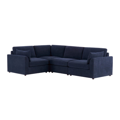 Miami Left Hand Small L-Shape Sofa - Chenille Navy