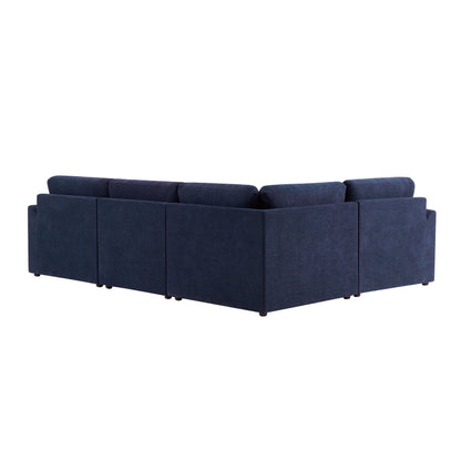 Miami Left Hand Small L-Shape Sofa - Chenille Navy