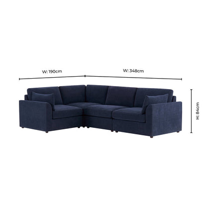 Miami Left Hand Small L-Shape Sofa - Chenille Navy