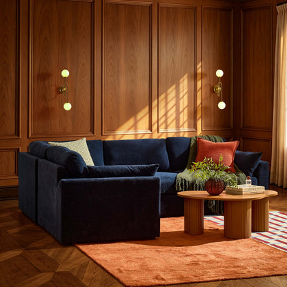 Miami Left Hand Small L-Shape Sofa - Chenille Navy