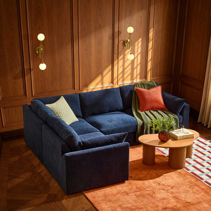 Miami Left Hand Small L-Shape Sofa - Chenille Navy