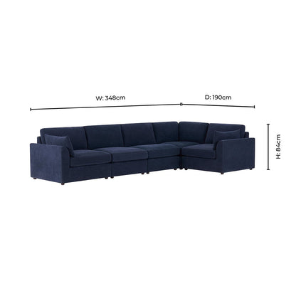 Miami Right Hand Large L-Shape Sofa  - Chenille Navy