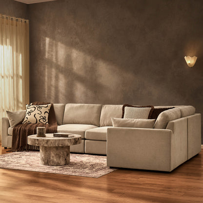 Miami Right Hand Large L-Shape Sofa - Chenille Oatmeal