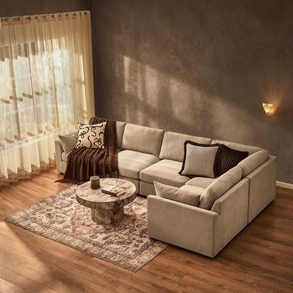 Miami Right Hand Large L-Shape Sofa - Chenille Oatmeal