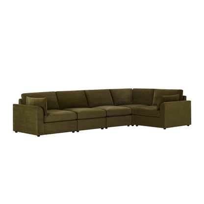 Miami Right Hand Large L-Shape Sofa - Chenille Olive