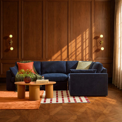 Miami Right Hand Small L-Shape Sofa - Chenille Navy