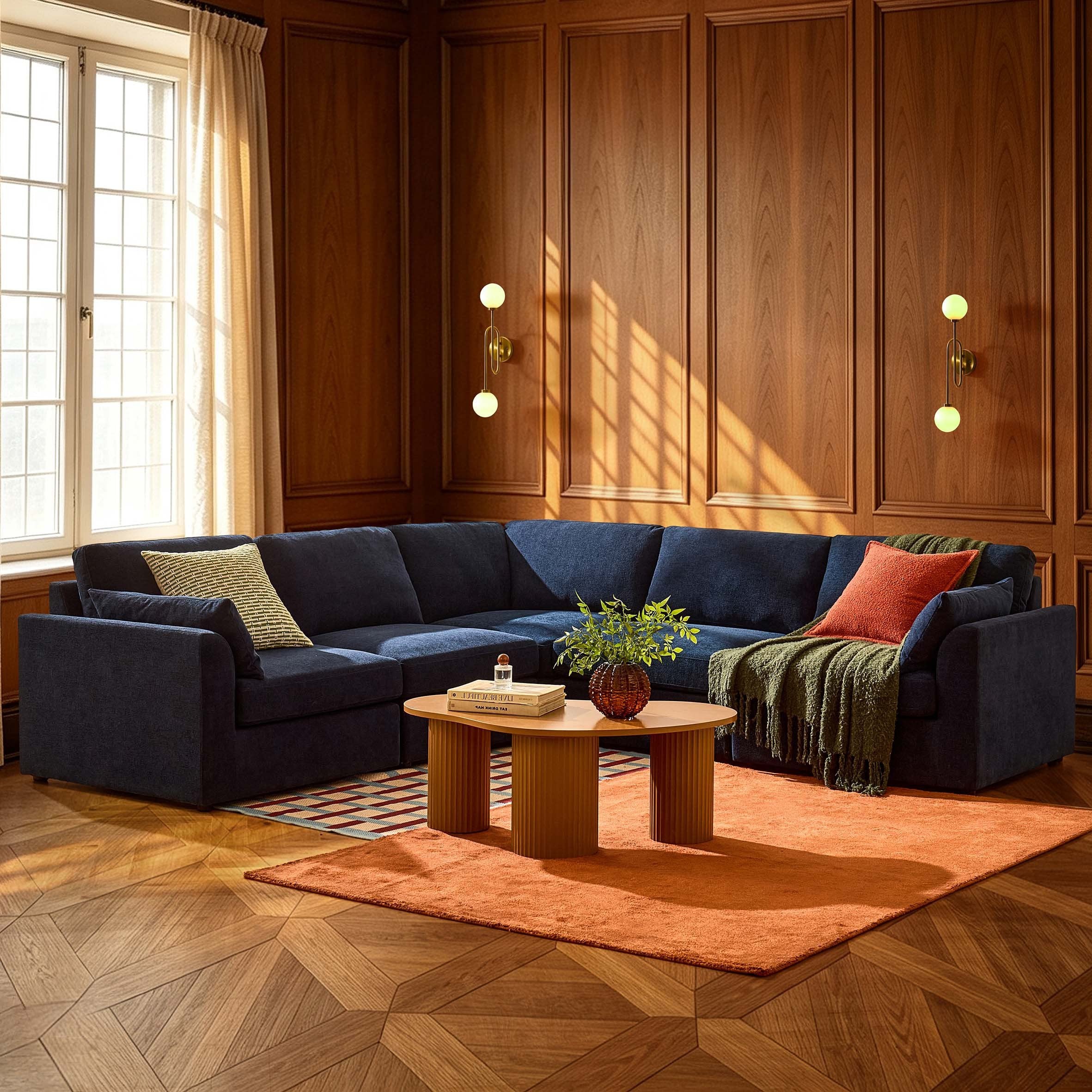 Miami Left Hand Corner Sofa - Chenille Navy