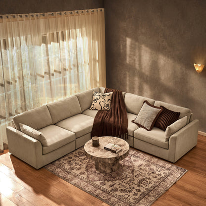 Miami Left Hand Corner Sofa - Chenille Oatmeal