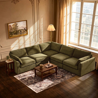 Miami Right Hand Corner Sofa - Chenille Olive