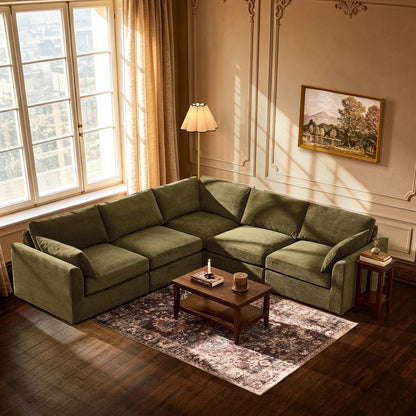 Miami Left Hand Corner Sofa - Chenille Olive