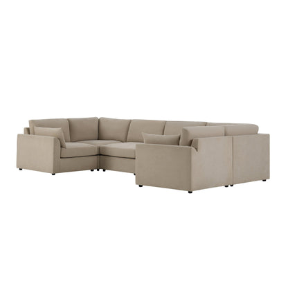 Miami U Shape Sofa - Chenille Oatmeal