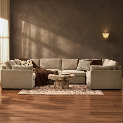 Miami U Shape Sofa - Chenille Oatmeal