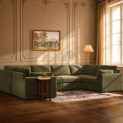 Miami U Shape Sofa - Chenille Olive