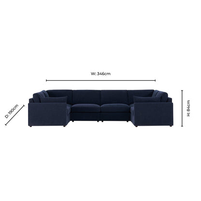 Miami U Shape Sofa - Chenille Navy