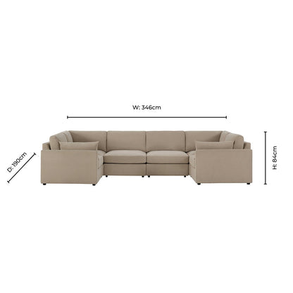 Miami U Shape Sofa - Chenille Oatmeal