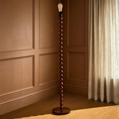 Mix and Match Floor Lamp Base Bobbin - Dark Wood