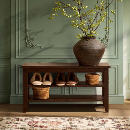 Nell Shoe Storage Bench - Walnut