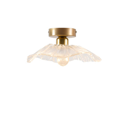 Petal Gold Flush Ceiling Light - Clear