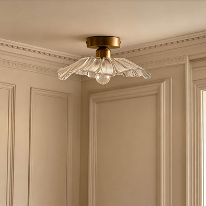 Petal Gold Flush Ceiling Light - Clear