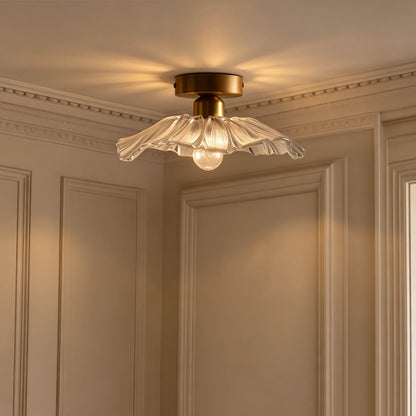 Petal Gold Flush Ceiling Light - Clear